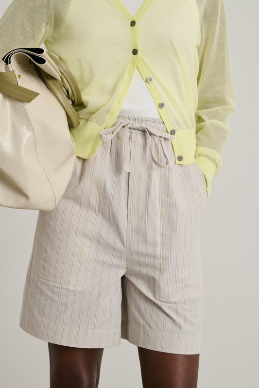 Short Emeric - Gris Clair/Écru - Coton - Femme